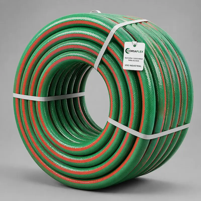 manguera de succión y descarga para ácidos enrollada industrial resistente a químicos