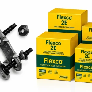 Sujetadores Flexco 2E para fajas transportadoras industriales en minería y transporte de materiales