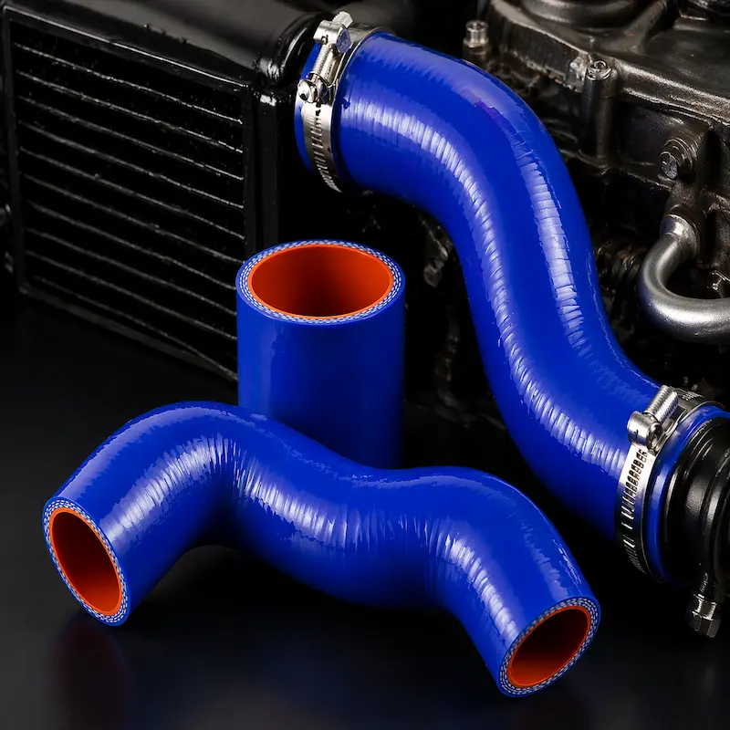 manguera de silicona para radiador de alta temperatura instalada en sistema de enfriamiento automotriz