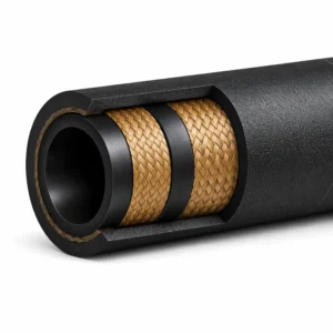 Manguera hidráulica SAE 100 R3 en corte transversal con refuerzo textil interno, diseño flexible para conducción de aceite hidráulico en sistemas industriales