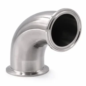 Codo de 90 grados clamp de acero inoxidable sanitario para sistemas de tuberías en industria alimentaria, farmacéutica y procesos industriales