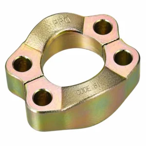 Abrazadera hidráulica para brida código 61 de acero galvanizado, con cuatro perforaciones para pernos, acabado resistente y uso industrial en sistemas de alta presión.