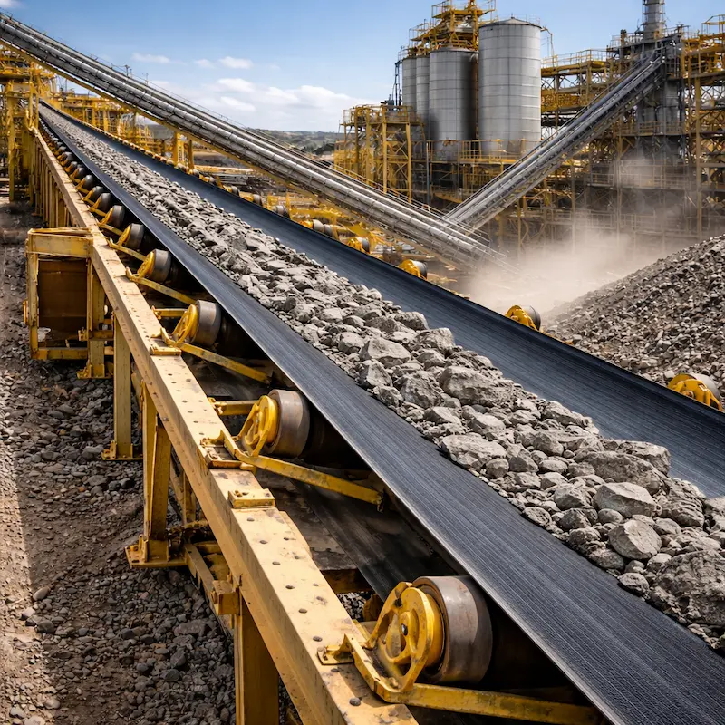 Cinta transportadora de poliéster EP utilizada en minería e industria para transporte de materiales