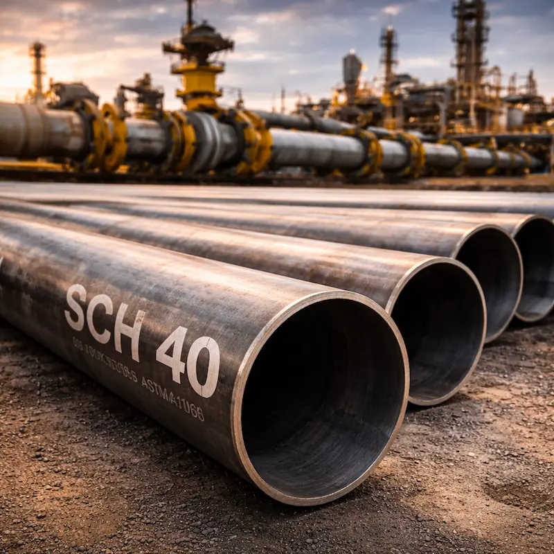 Tubería de acero al carbono SCH 40 utilizada en industria petrolera, gas y construcción en Perú