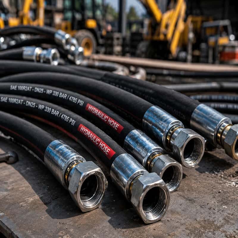 Mangueras hidráulicas de alta presión utilizadas en maquinaria pesada y sistemas industriales en minería Perú.