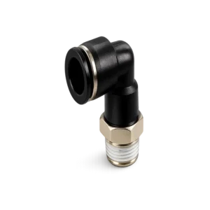 Acople recto push fitting PN10 para microtubo con rosca macho, conexión neumática de alta precisión para sistemas de aire comprimido, automatización industrial, instrumentación y conducción de fluidos a presión.