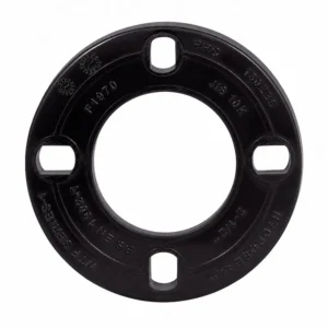 Anillo de brida PVC CL150 negro para sistemas de tuberías industriales, accesorio de conexión resistente para instalación hidráulica y conducción de fluidos.