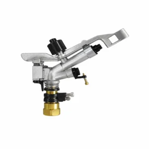 Aspersor cañón metálico RH1 para riego agrícola de alto alcance, rociador industrial de alta resistencia para irrigación eficiente en cultivos y áreas extensas.