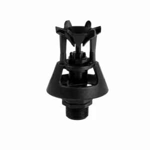 Aspersor plástico Wobbler para riego agrícola de alta eficiencia, fabricado en material plástico resistente, ideal para distribución uniforme de agua en sistemas de riego tecnificado.