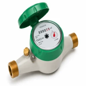 Medidor de agua BMeters chorro múltiple con tapa de color, cuerpo resistente y conexiones roscadas para control preciso del consumo de agua.