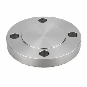 Brida ciega de acero inoxidable para sistemas de tuberías industriales, componente de alta resistencia a la corrosión diseñado para cierre seguro de líneas de conducción de fluidos.