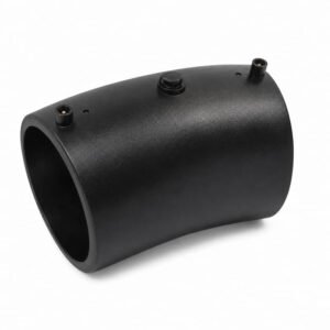Codo 22.5° HDPE SDR11/17 PE100 para electrofusión, accesorio de polietileno de alta densidad diseñado para conexiones seguras y resistentes en sistemas de tuberías de agua, minería y aplicaciones industriales de alta presión.