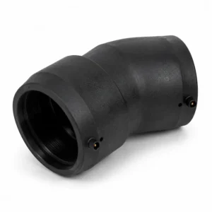Codo 45° HDPE SDR 11/17 PE100 para electrofusión, accesorio de polietileno de alta densidad para unión segura en sistemas de tuberías de agua, gas, minería e instalaciones industriales.
