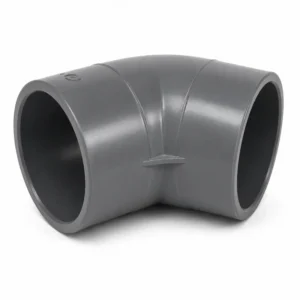 Codo 45° PVC SCH80 embone para sistemas de tuberías industriales, accesorio de alta resistencia diseñado para cambios de dirección seguros en conducción de agua, fluidos químicos y aplicaciones hidráulicas de alta presión.