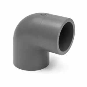 Codo 90° CPVC SCH80 embone para sistemas de tuberías industriales, accesorio de alta resistencia química y térmica para conducción de fluidos.