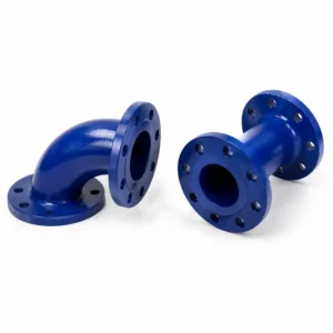 Codo HD 90° azul para sistemas de tuberías y redes hidráulicas, fabricado en material de alta resistencia con diseño de 90 grados para cambios de dirección eficientes, ideal para conducción de agua potable, redes industriales, saneamiento y aplicaciones de alta durabilidad.