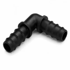 Codo dentado para manguera fabricado en polipropileno de alta resistencia, diseñado para conexiones seguras y herméticas en sistemas de riego, conducción de agua y aplicaciones industriales, ofreciendo fácil instalación, excelente agarre y larga vida útil.