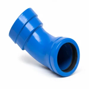 Codo Push On para sistemas de tuberías de agua potable y saneamiento, fabricado en hierro dúctil de alta resistencia con unión tipo Push On que garantiza una instalación rápida, segura y hermética, ideal para redes hidráulicas, infraestructura urbana y aplicaciones industriales de larga duración.