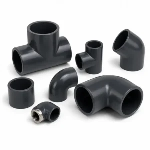 Codo y tee inyectado PVC para sistemas de tuberías hidráulicas y sanitarias, fabricados en PVC de alta resistencia mediante proceso de inyección, ideales para cambios de dirección y derivaciones en redes de agua, drenaje y conducción de fluidos, ofreciendo excelente hermeticidad, resistencia química y larga vida útil.