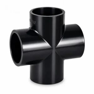 Cruceta termofusión HDPE fabricada en polietileno de alta densidad de gran resistencia mecánica y química, diseñada para conexiones seguras en sistemas de tuberías industriales, mineras y redes hidráulicas, ideal para conducción de agua y fluidos mediante uniones por termofusión.