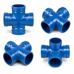 Cruz Luflex ISO 2531 para sistemas de tuberías y conducción de fluidos, fabricada en material termoplástico de alta resistencia, diseñada para conexiones hidráulicas seguras y distribución eficiente de agua en aplicaciones industriales, sanitarias y de construcción.