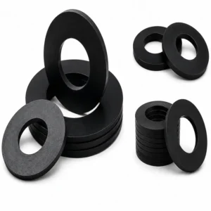 Empaquetadura de NBR industrial color negro para sellado de bridas y conexiones, fabricada en caucho nitrilo resistente a aceites, combustibles, hidrocarburos y fluidos industriales, ideal para aplicaciones hidráulicas y petroquímicas.