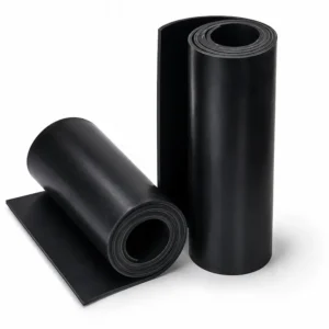 Empaquetadura de jebe natural color negro en rollo para sellado industrial, resistente a presión, fricción y uso continuo, ideal para bridas, tuberías, juntas y aplicaciones industriales generales.