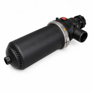 Filtro de agua anillado tipo Helix para sistemas de riego agrícola, diseñado para la filtración eficiente de partículas y protección de tuberías, válvulas y equipos hidráulicos.