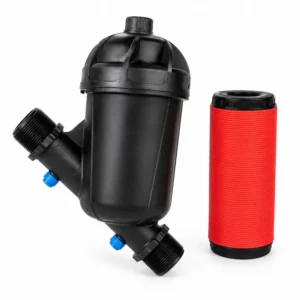 Filtro de agua anillado tipo Y para sistemas de riego agrícola e industriales, diseñado para retener sedimentos, partículas sólidas e impurezas presentes en el agua