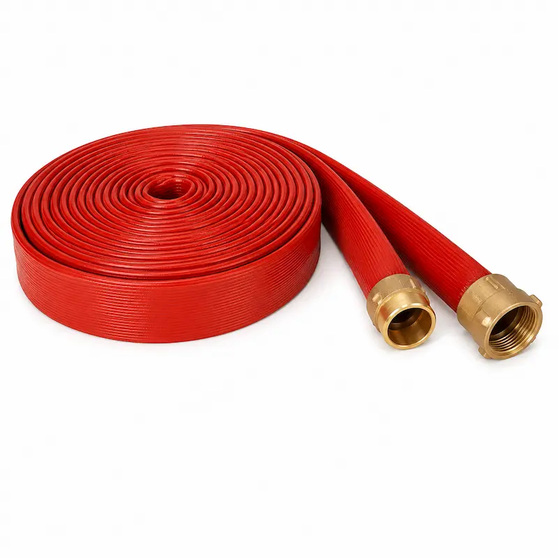 Manga de nitrilo con accesorio de latón para conducción y descarga de agua, ideal para sistemas contra incendio, minería, agricultura e industria pesada.