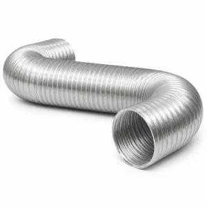 Manguera de ventilación de aluminio flexible para conducción de aire, extracción de humos, ventilación industrial y sistemas de climatización HVAC.