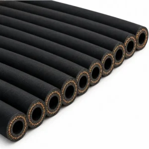 Manguera hidráulica R1 con un alambre trenzado de acero para sistemas hidráulicos de media presión en maquinaria industrial, agrícola y de construcción.
