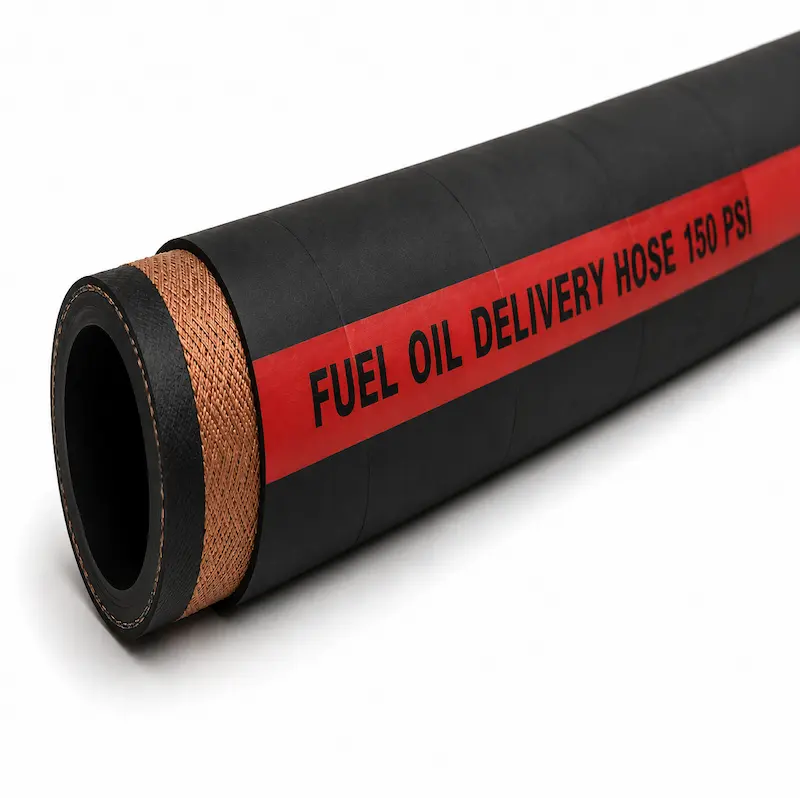 Manguera para bomba de gasolina de 150 PSI, diseñada para el suministro y transferencia segura de combustibles como gasolina y diésel en estaciones de servicio, grifos e instalaciones industriales.