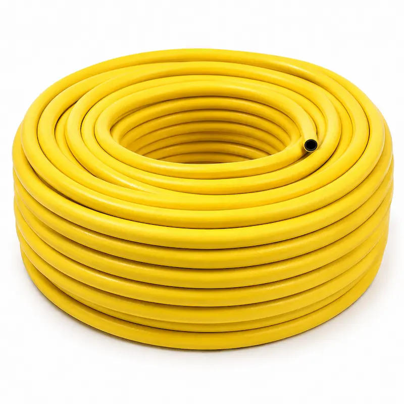 Manguera industrial amarilla para minería, diseñada para conducción de agua, aire y fluidos en operaciones mineras, con alta resistencia a la abrasión, intemperie y trabajo pesado.