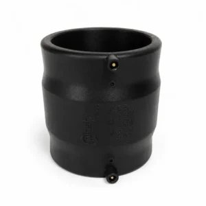 Manguito o copla de electrofusión HDPE de alta resistencia, diseñado para unir tuberías mediante soldadura por electrofusión, ideal para redes de agua potable, gas, minería, saneamiento e instalaciones industriales que requieren una conexión segura, hermética y duradera.