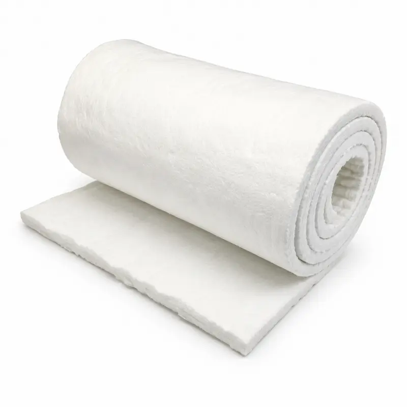 Manta de fibra cerámica de alta temperatura en rollo, fabricada con fibras refractarias de excelente aislamiento térmico, ideal para hornos industriales, calderas, fundiciones, petroquímica y aplicaciones que requieren resistencia al calor extremo y eficiencia energética.