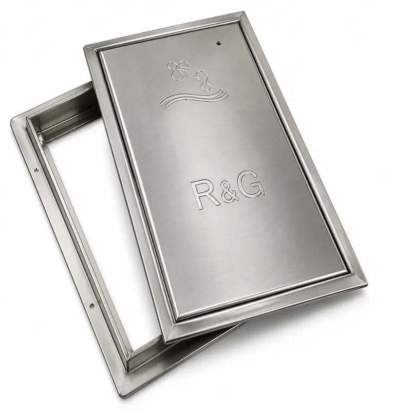 Marco y tapa para medidor de agua fabricados en acero inoxidable de alta resistencia, diseñados para proteger cajas de medidores en instalaciones residenciales, comerciales e industriales, ofreciendo excelente durabilidad, resistencia a la corrosión y un acabado de calidad para uso en exteriores e interiores.