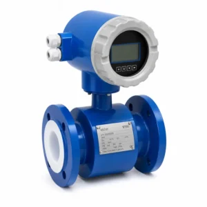 Medidor electromagnético de caudal con conexiones bridadas y pantalla digital, diseñado para la medición precisa de agua y líquidos conductivos en aplicaciones industriales, plantas de tratamiento, redes hidráulicas y sistemas de distribución de alta eficiencia.