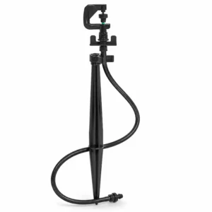 Microtubo con estaca y puente de 90 cm para riego por aspersión, fabricado en materiales de alta resistencia, ideal para sistemas de irrigación agrícola, viveros, jardines y cultivos, proporcionando una instalación estable, distribución uniforme del agua y larga vida útil.