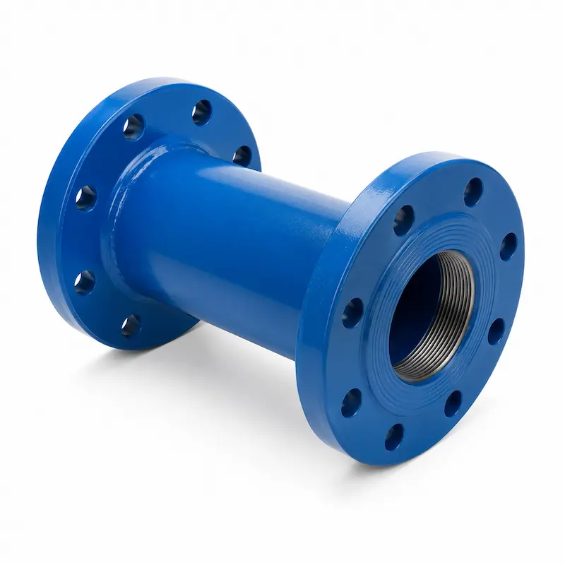 Niple bridado carrete de acero con bridas en ambos extremos, diseñado para la unión y extensión de tuberías en sistemas industriales, redes de agua, minería, plantas de proceso, petróleo y gas, ofreciendo una conexión robusta, segura y de alta resistencia.