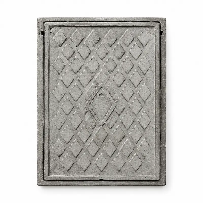 Tapa de fierro fundido de alta resistencia para buzones de inspección y cámaras de registro, diseñada para redes de alcantarillado, drenaje pluvial, telecomunicaciones e infraestructura urbana, con excelente capacidad de carga y larga vida útil.