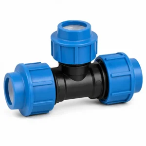 Tee HDPE reducida de polietileno de alta densidad para sistemas de tuberías, diseñada para realizar derivaciones con reducción de diámetro en redes de agua potable, riego agrícola, minería e instalaciones industriales, ofreciendo alta resistencia a la presión, corrosión y uniones seguras de larga duración.