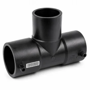 Tee de electrofusión HDPE PE100 de alta resistencia para unión de tuberías de polietileno, diseñada para crear derivaciones seguras en redes de agua potable, gas, minería, riego e instalaciones industriales mediante soldadura por electrofusión, garantizando un sellado hermético y máxima durabilidad.