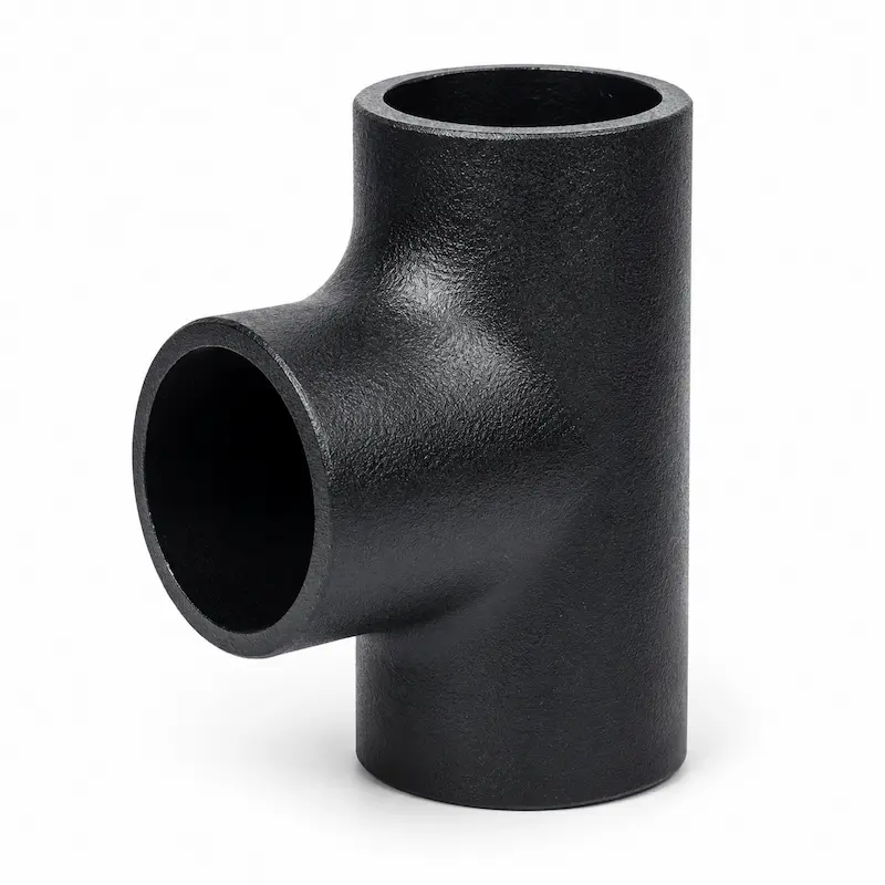 Tee reducida de acero al carbón para soldadura, diseñada para realizar derivaciones con reducción de diámetro en sistemas de tuberías industriales, petróleo, gas, minería, vapor y conducción de fluidos, ofreciendo alta resistencia mecánica, durabilidad y excelente desempeño en aplicaciones de alta presión.