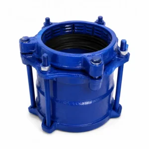 Unión Dresser mixta acerrojada para tuberías de agua potable y sistemas hidráulicos, diseñada para conectar tuberías de distintos materiales con máxima seguridad y hermeticidad.