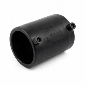 Unión electrofusión Plasson para tubería HDPE PE100, diseñada para conexiones seguras y herméticas en sistemas de agua potable, gas, minería, riego e infraestructura hidráulica.