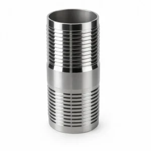 Unión escamada de acero inoxidable para conexión segura de mangueras industriales, diseñada para sistemas de succión y descarga de fluidos, aire, agua, combustibles y aplicaciones industriales de alta exigencia.
