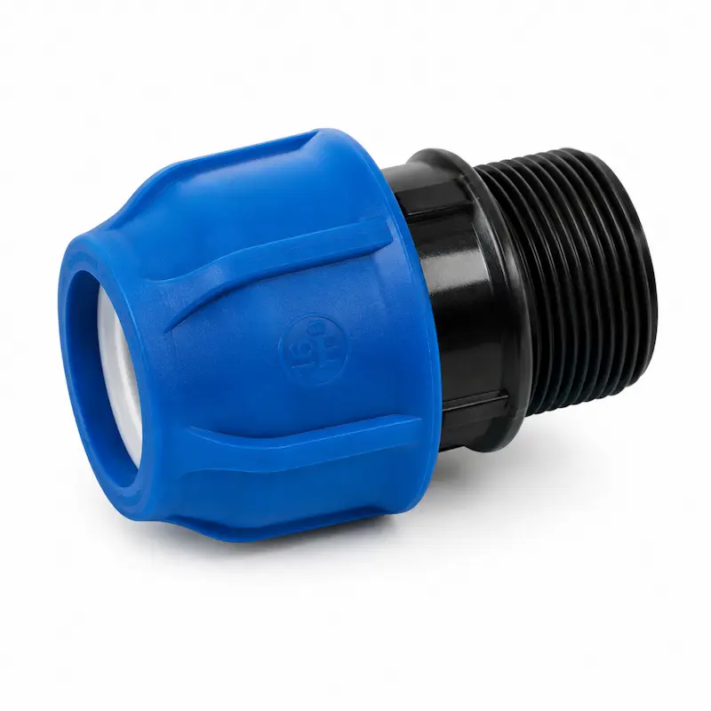 UPR R hembra para tuberías de polietileno HDPE, diseñada para conexiones seguras en sistemas de agua potable, riego e instalaciones hidráulicas.