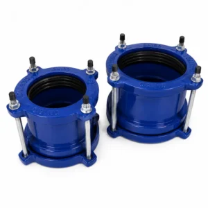 Unión tipo Dresser de alto rango para reparación y conexión de tuberías de diferentes diámetros, diseñada para garantizar máxima hermeticidad y resistencia en redes hidráulicas.