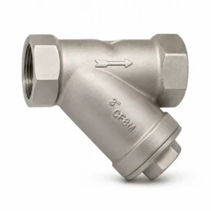 Válvula filtro tipo Y de acero inoxidable para retención de partículas y protección de equipos en sistemas industriales.